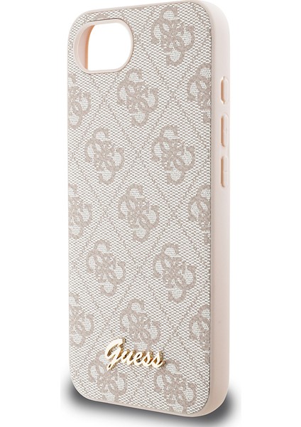 iPhone 16E Uyumlu Kılıf Guess Orjinal Lisanslı 4g Desenli Script Metal Logolu Kapak Pembe