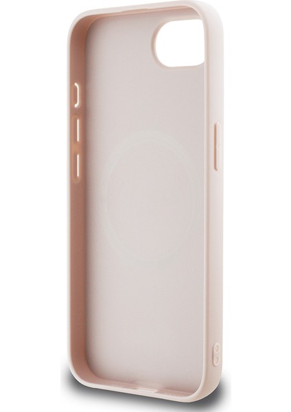 iPhone 16E Uyumlu Kılıf Guess Orjinal Lisanslı 4g Desenli Script Metal Logolu Kapak Pembe