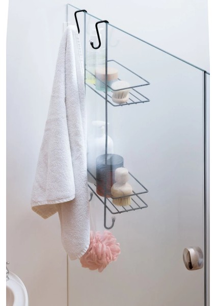 2 Katlı Duşakabin Askısı, Siyah Banyo Düzenleyici Duş Rafı Banyo Organizer fırsatları