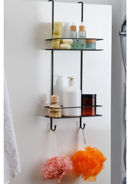 2 Katlı Duşakabin Askısı, Siyah Banyo Düzenleyici Duş Rafı Banyo Organizer indirimleri
