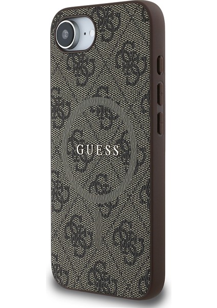 iPhone 16E Uyumlu Kılıf Guess Lisanslı M-Safe Uyumlu Pu Halkalı 4g Desenli Yazı Logolu Kapak Kahve fiyatları