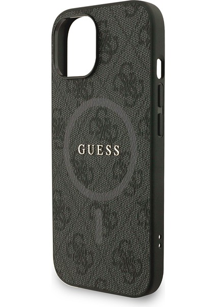 iPhone 14 Uyumlu Kılıf Guess Lisanslı M-Safe Uyumlu Bilek Askı Ipli Yazı Logolu Kapak Siyah
