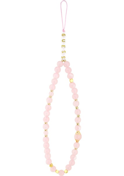 iPhone 14 Pro Max Uyumlu Kılıf Guess Lisanslı M-Safe Uyumlu Bilek Askı Ipli Yazı Logolu Kapak Pembe modelleri