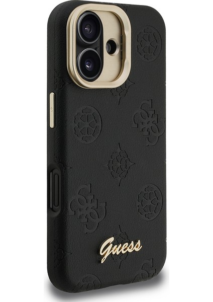 iPhone 16 Uyumlu Kılıf Guess Lisanslı M-Safe Şarj Özellikli Kamera Standlı Pu Deri Peony Kapak Siyah fırsatları