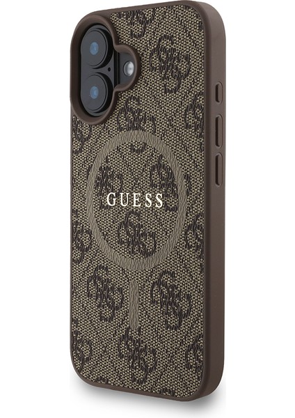 iPhone 16 Uyumlu Kılıf Guess Lisanslı M-Safe Uyumlu Bilek Askı Ipli Yazı Logolu Kapak Kahverengi fiyatları