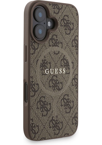 iPhone 16 Uyumlu Kılıf Guess Lisanslı M-Safe Uyumlu Bilek Askı Ipli Yazı Logolu Kapak Kahverengi fırsatları