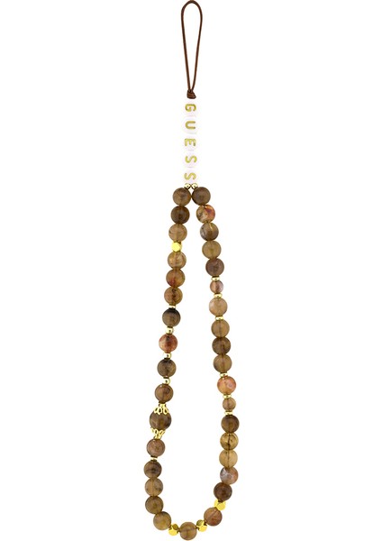 iPhone 16 Uyumlu Kılıf Guess Lisanslı Bilek Askı Ipli Metal 4g ve Yazı Logolu Kapak Kahverengi modelleri