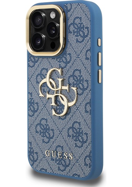 iPhone 16 Pro Uyumlu Kılıf Guess Lisanslı Metal 4g ve Yazı Logolu Kamera Standlı Kapak Mavi fiyatları