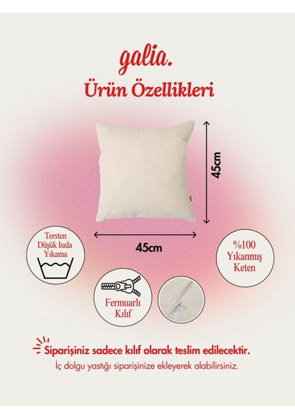 Soft Touch Yıkanmış Keten Bej Yastık Kılıfı 45X45 cm Alttan Fermuarlı indirimleri