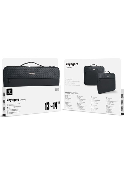 LB555 Voyagers Serisi 1200D 13-14 Inç Laptop Çantası Siyah Notebook Çantası