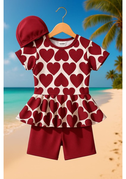 Üç Parça Kız Çocuk Boneli Mayo