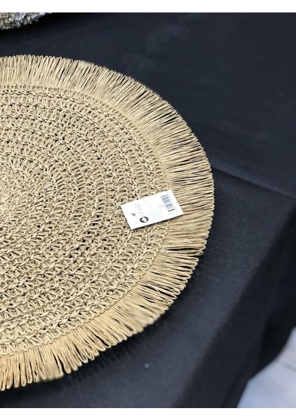 6 Adet Yuvarlak Hasır Örgülü Püsküllü Supla, 38 Cm, Kahverengi, Şık ve Dayanıklı Set fiyatları