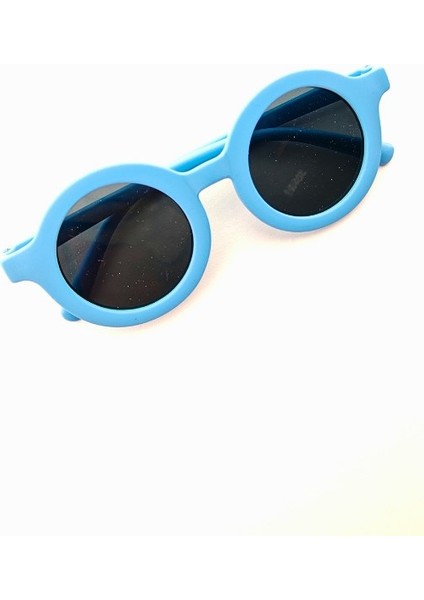 Kids Güneş Gözlüğü Mavi Yuvarlak Çerçeve Uv 400 Korumalı Ce Belgeli Çocuk Güneş Gözlüğü