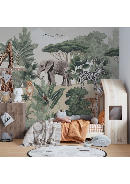 Renkli Orman Temalı Çocuk Odası Duvar Posteri, Hayvan Desenli, Duvar Dekoru modelleri
