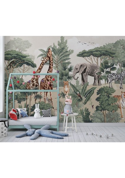 Renkli Orman Temalı Çocuk Odası Duvar Posteri, Hayvan Desenli, Duvar Dekoru fırsatları