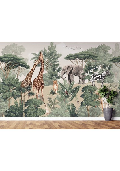 Renkli Orman Temalı Çocuk Odası Duvar Posteri, Hayvan Desenli, Duvar Dekoru