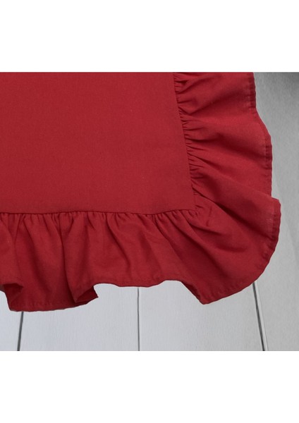 Kırmızı Fırfırlı Pamuk Polyester Runner 40X110 Cm, Şık ve Zarif Detaylarla. fiyatları