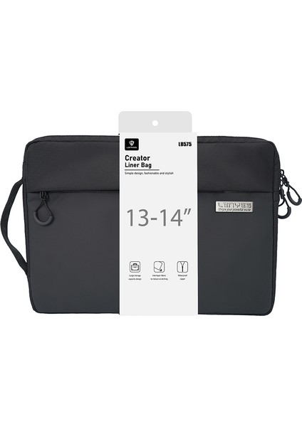 LB575 13-14 Inç Laptop Çantası Creator Serisi Darbe Emici Polyester Kumaş Siyah Notebook Çantası indirimleri