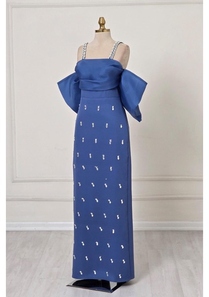Indigo Incili Krep Elbise 6055 fırsatları