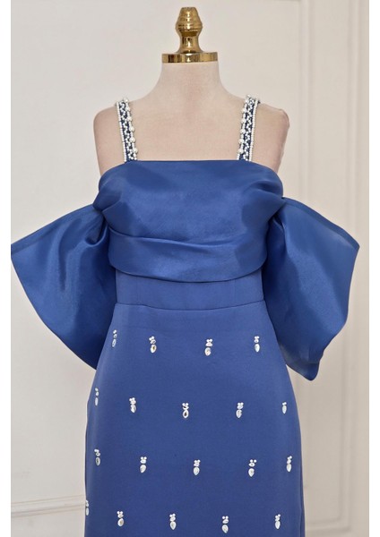 Indigo Incili Krep Elbise 6055 indirimleri