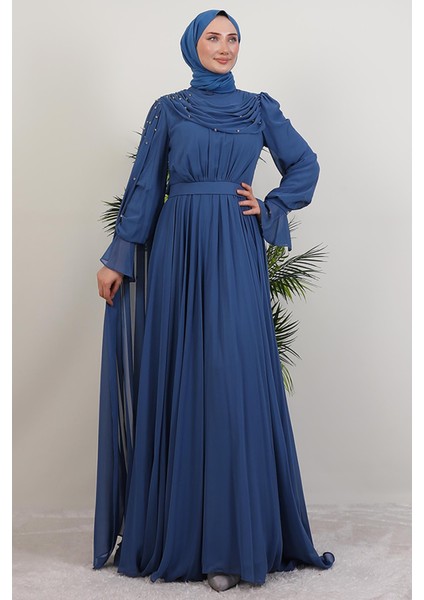 Karanfil Pelerinli Elbise Indigo modelleri