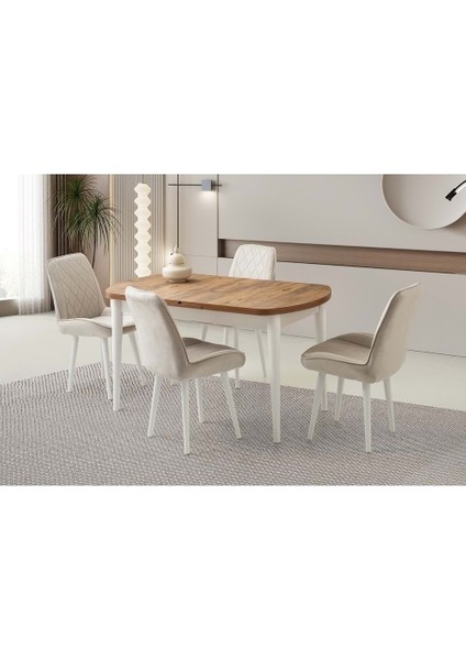 Kahverengi Beyaz Fulya Sandalye 140+35 Kelebek Kaşıklık Açılabilir Masa Takımı
