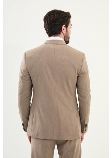 Düz Slim Fit Geniş Yaka Kruvaze Erkek Takım Elbise 45389 fırsatları