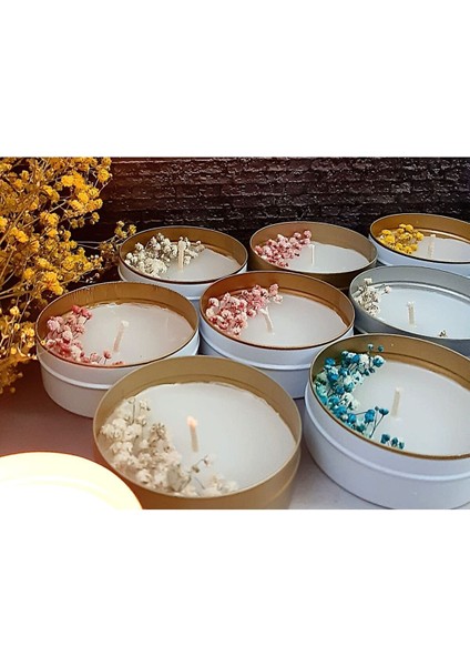 Kişiye Özel Çiçek Soya Mum Seti, Düğün, Nikah, Doğum Günü, Bebek Hediye (10 Adet)