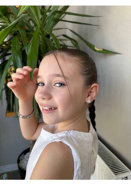 Cupcake Gümüş Çocuk Küpe, 925 Ayar Gümüş Kız Çocuk Küpe, Çocuk Gümüş Küpe modelleri