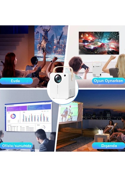E300 Projektör | Android Tv Android Kurulu Full Hd Projeksiyon Cihazı Wi-Fi ve Bluetooth Destekli | Sinema Keyfi