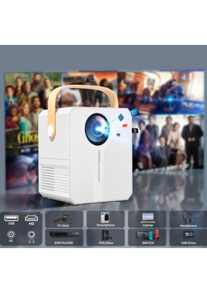 E300 Projektör | Android Tv Android Kurulu Full Hd Projeksiyon Cihazı Wi-Fi ve Bluetooth Destekli | Sinema Keyfi