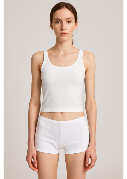 Düz Renk Penye Kadın Boxer