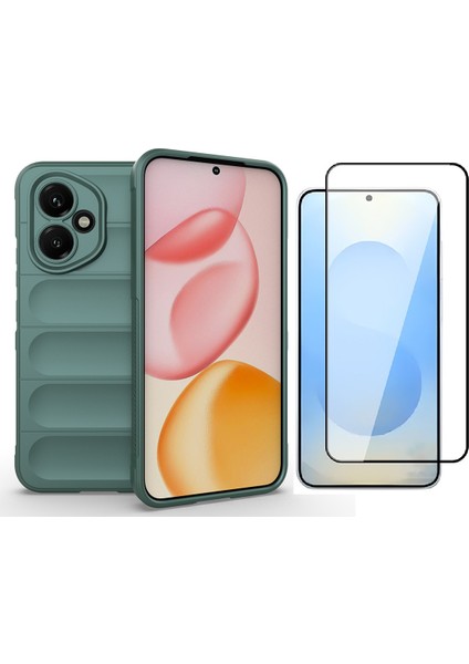 Honor 400 Kılıf Esnek TPU Oyuklu Arka Yüzey Tasarımlı Zore Etnik Silikon Kapak + Cam Ekran Koruyucu