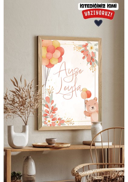 Kişiye Özel Renkli Mdf Tablo 20X30 Cm, Ahşap Çerçeve Görünümü, Model 5