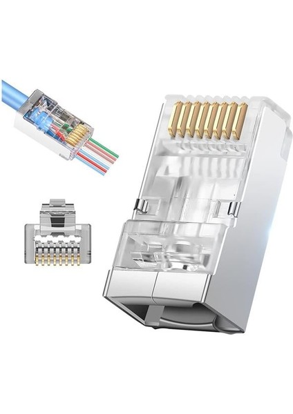 PM-25748 Ez Plug Yeni Nesil 8 Pin Açık Uçlu RJ45 Soket 8p/8c (100 Lük Paket)