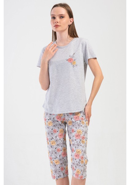 Kadın Kısa Kol Kaprili Pijama Takım , 409060