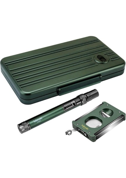 Special Edt. Aluminyum Slim Puro Taşıma Çantası Yeşil Çakmak+V-Cut Kesici/delici Set
