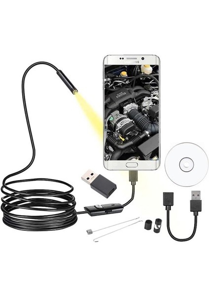 3in1 Micro Usb+Type C+Pc 8 mm Işıklı 5 Metre Endeskop Yılan Kamera fiyatları