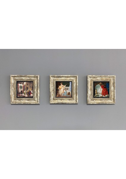 Beyaz Taşlı Duvar Dekoru, 3'lü Set, Şık ve Modern Tasarım fiyatları