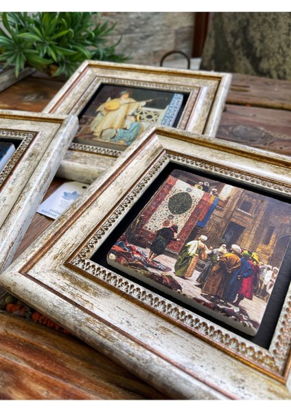 Beyaz Taşlı Duvar Dekoru, 3'lü Set, Şık ve Modern Tasarım