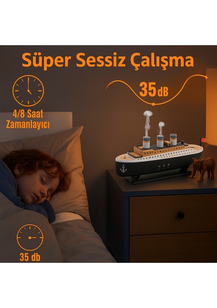 Gemi Tasarımlı Işıklı Aroma Terapi & Hava Nemlendirici Buhar Etkisiyle Ferahlık ve Şıklık Bir Arada modelleri