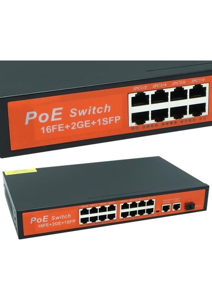 Poe Gigabit Ethernet Switch 16 Port 3 PORT/1000 Uplink 200 Watt 16FE+2GE+1SFP