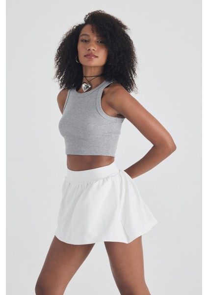 Kadın Pamuklu Crop Top Atlet Esnek Kaşkorse Ribanalı Bluz fiyatları