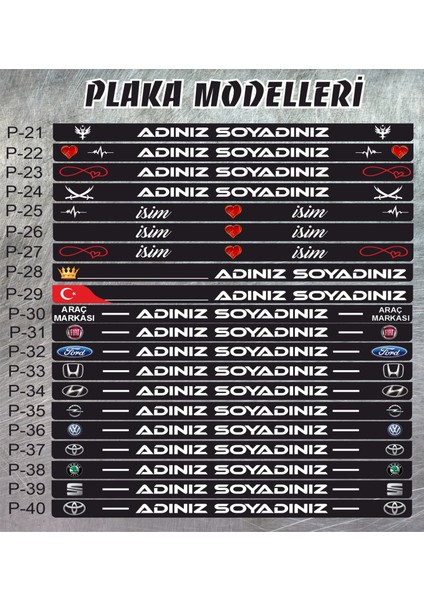 Kişiye Özel Isimli Plakalık (2 Adet ) Siyah Oto Plakalık indirimleri
