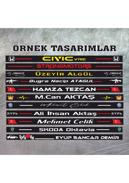 Kişiye Özel Isimli Plakalık (2 Adet ) Siyah Oto Plakalık