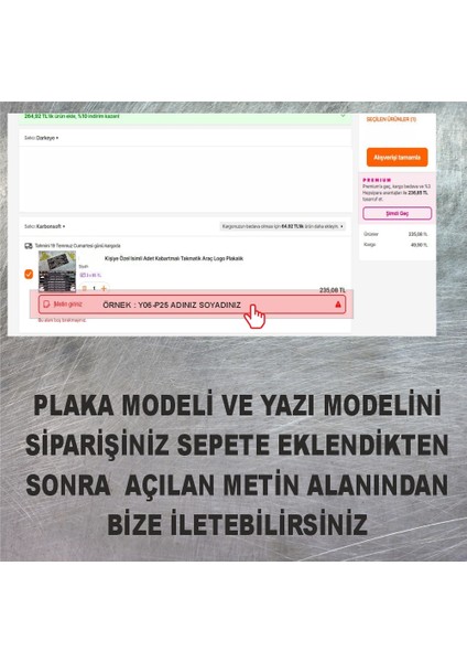 Kişiye Özel Isimli Plakalık (2 Adet ) Siyah Oto Plakalık