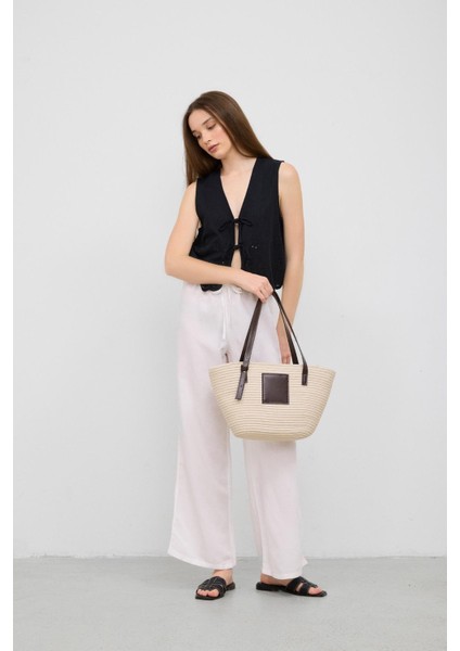 Vittoria Handmade Hasır Çanta Krem Organik Hasır Malzeme modelleri