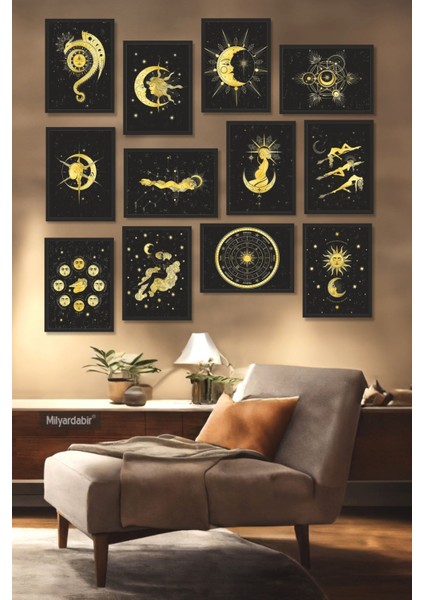 12 Parça Renkli Mdf Tablo Seti ile Duvarlarınıza Şık ve Eşsiz Bir Dokunuş