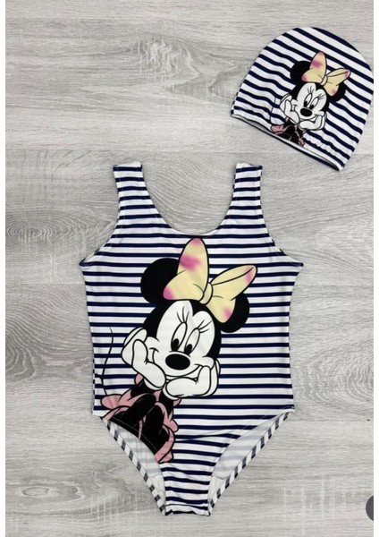 Mickey Baskılı Kız Çocuk Boneli Lacivert Mayo 575 fiyatları
