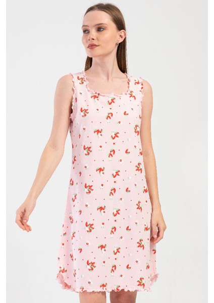 Pamuklu Kadın Genıs Askılı Gecelik , 408040